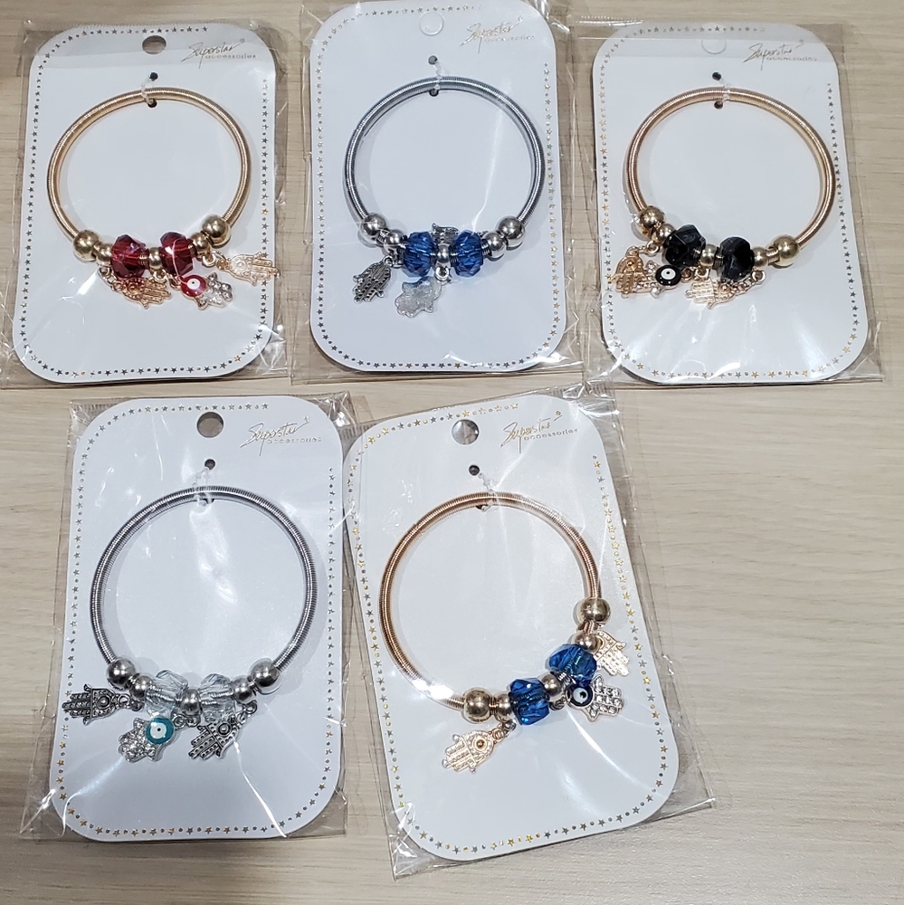 5 HAMSA EVIL EYE SHARM BRACELETS
